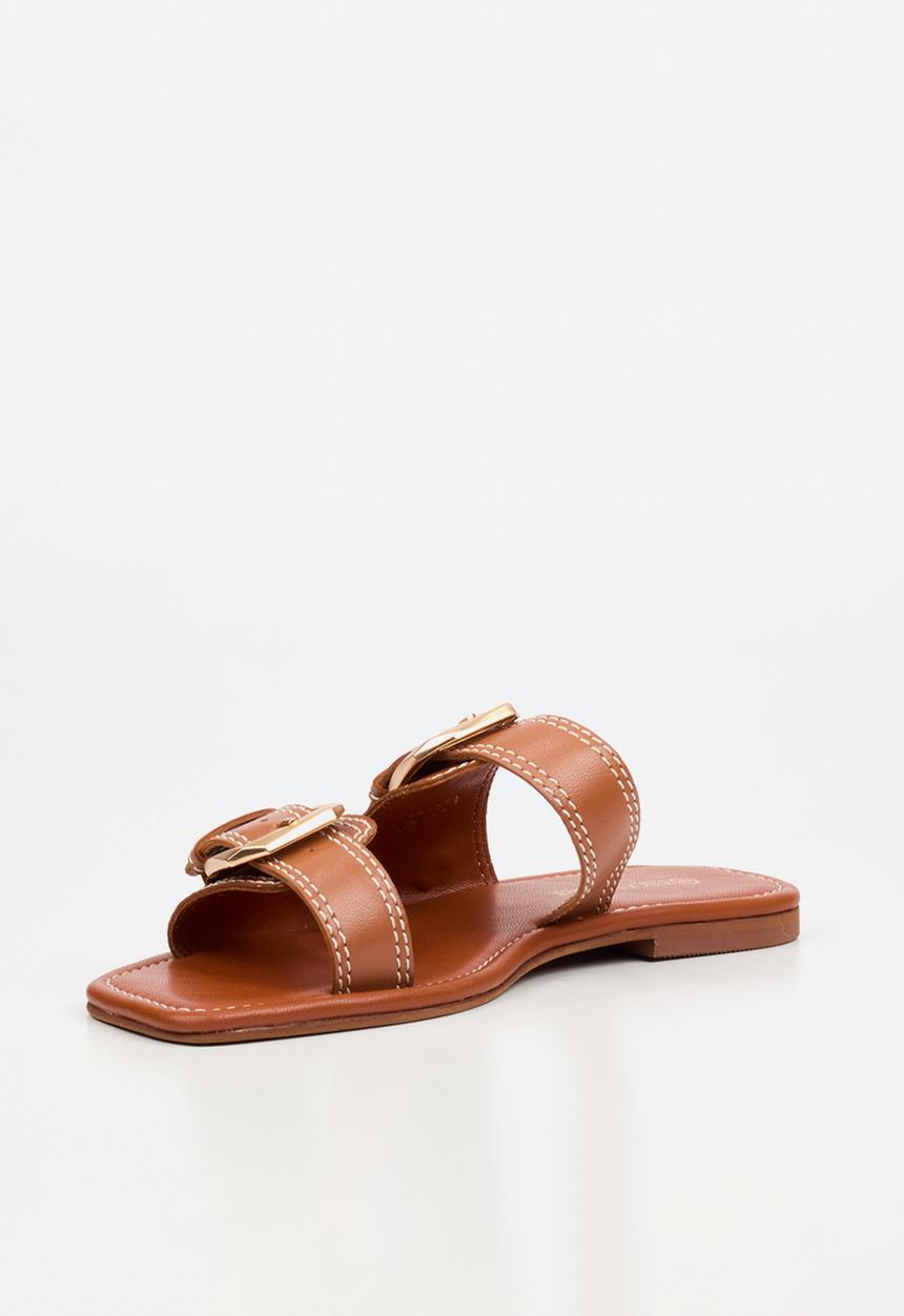Nicci Tyler - Toledo 1 Leather Slide Sandal - Tan