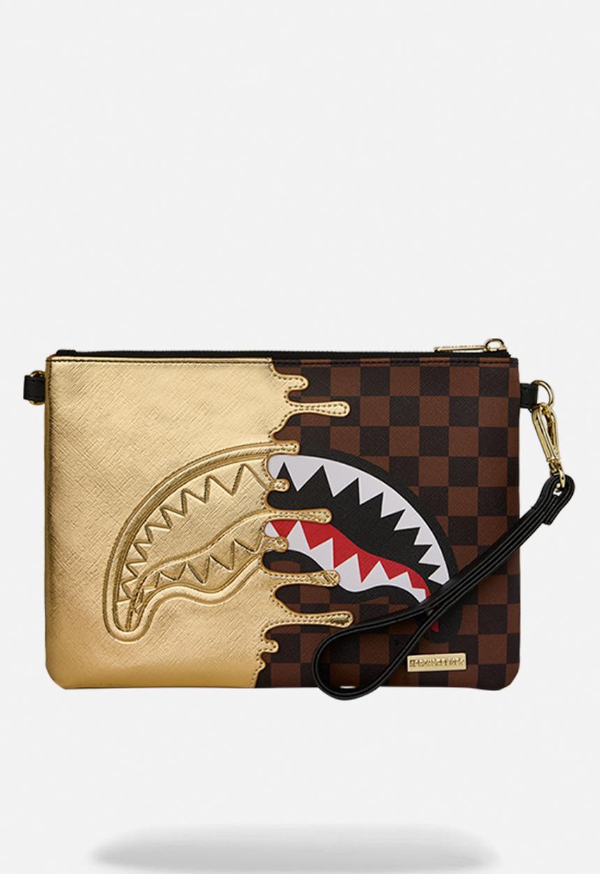 Sprayground - Sharks In Paris Gold Drip Crossover Clutch - Brown Multi
