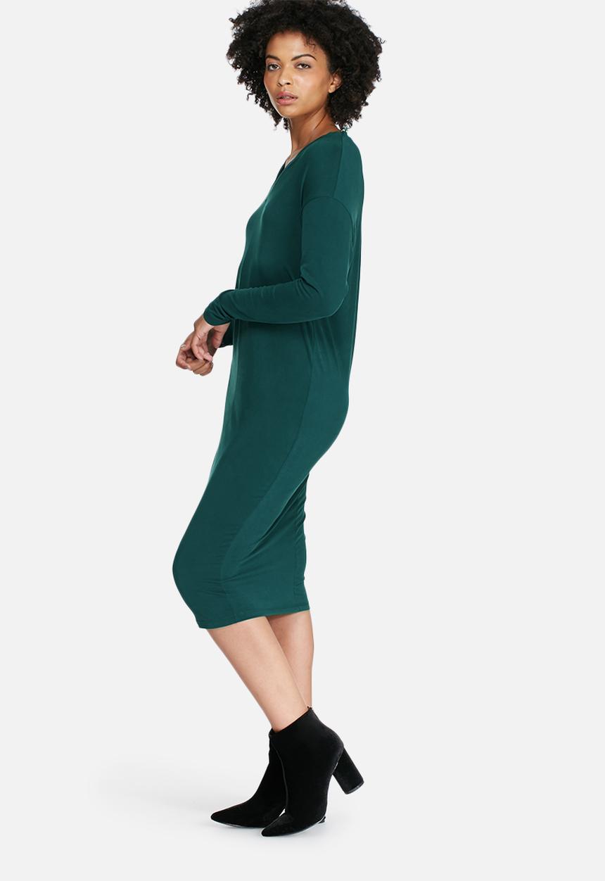 dailyfriday - Longsleeve v-neck midi dress