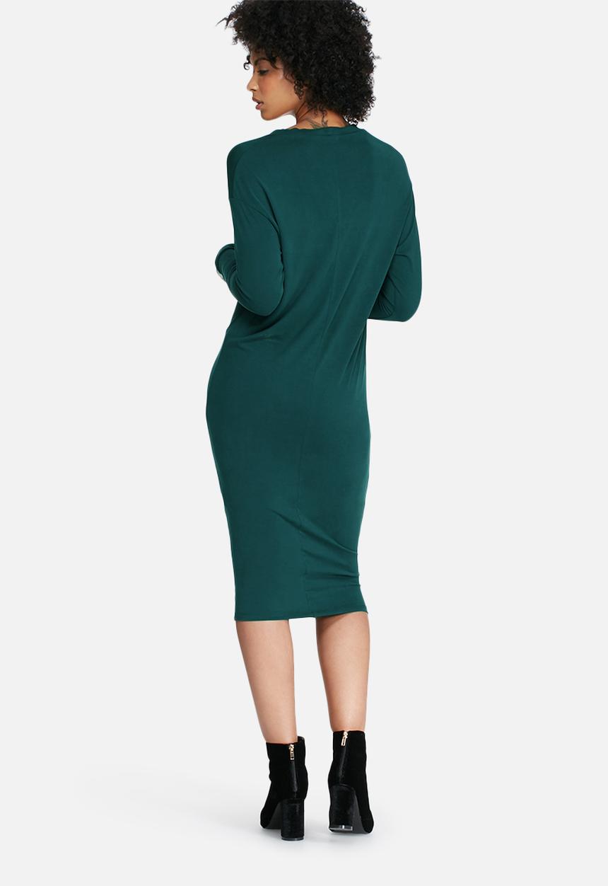 dailyfriday - Longsleeve v-neck midi dress