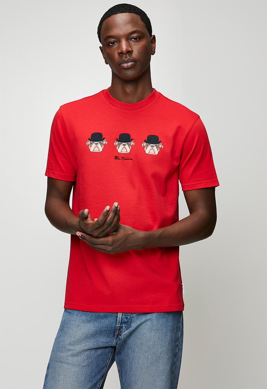 Ben Sherman - Brit Trio Bulldog Tee Shirt 260Gsm  - Red