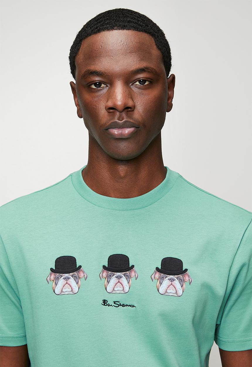 Ben Sherman - Brit Trio Bulldog Tee Shirt 260Gsm  - Sea Green