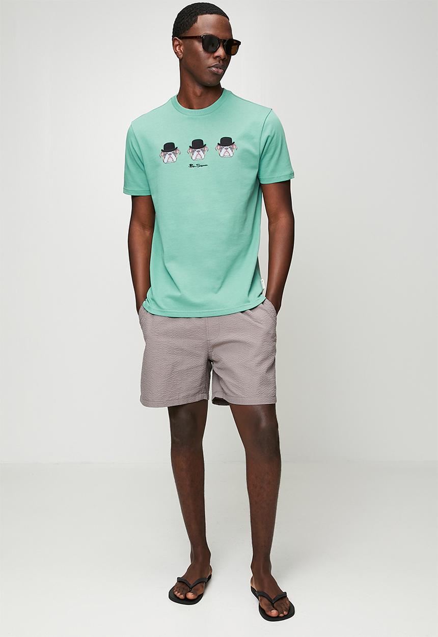 Ben Sherman - Brit Trio Bulldog Tee Shirt 260Gsm  - Sea Green