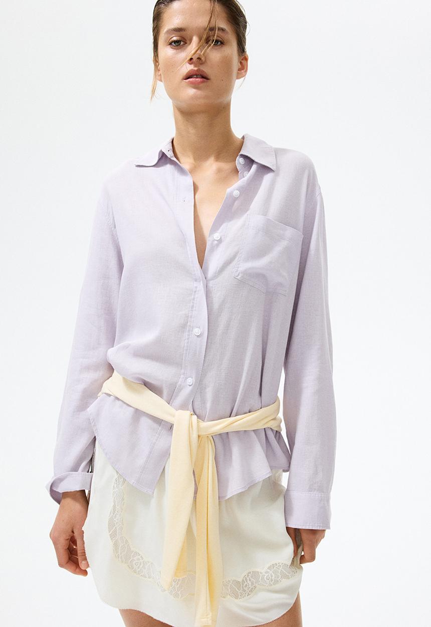 H&M - Linen-blend shirt - light purple