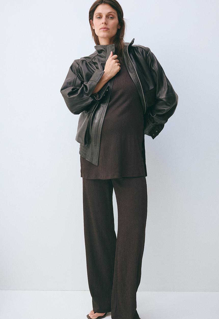 H&M - Mama 2-piece textured jersey set - dark brown