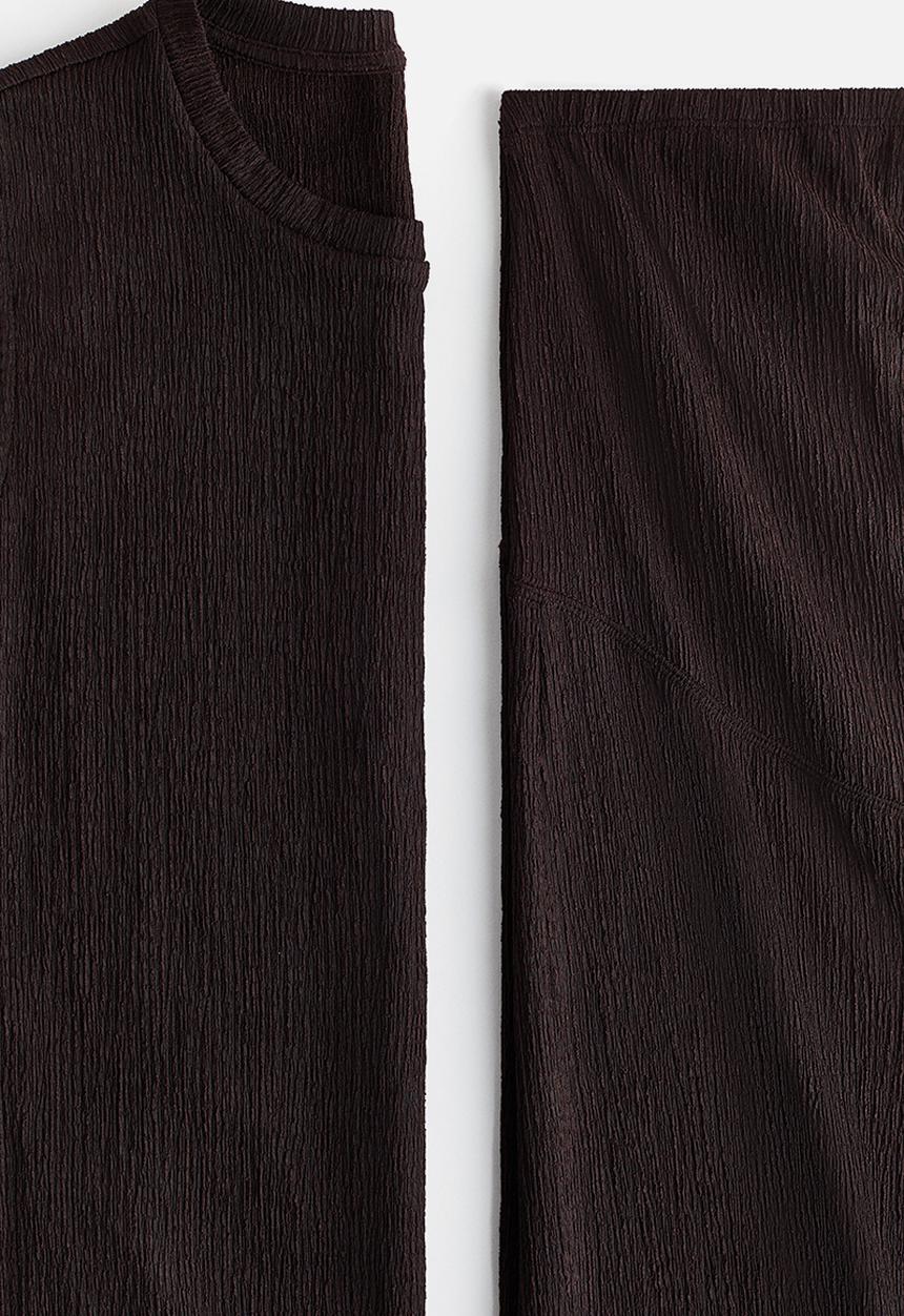 H&M - Mama 2-piece textured jersey set - dark brown
