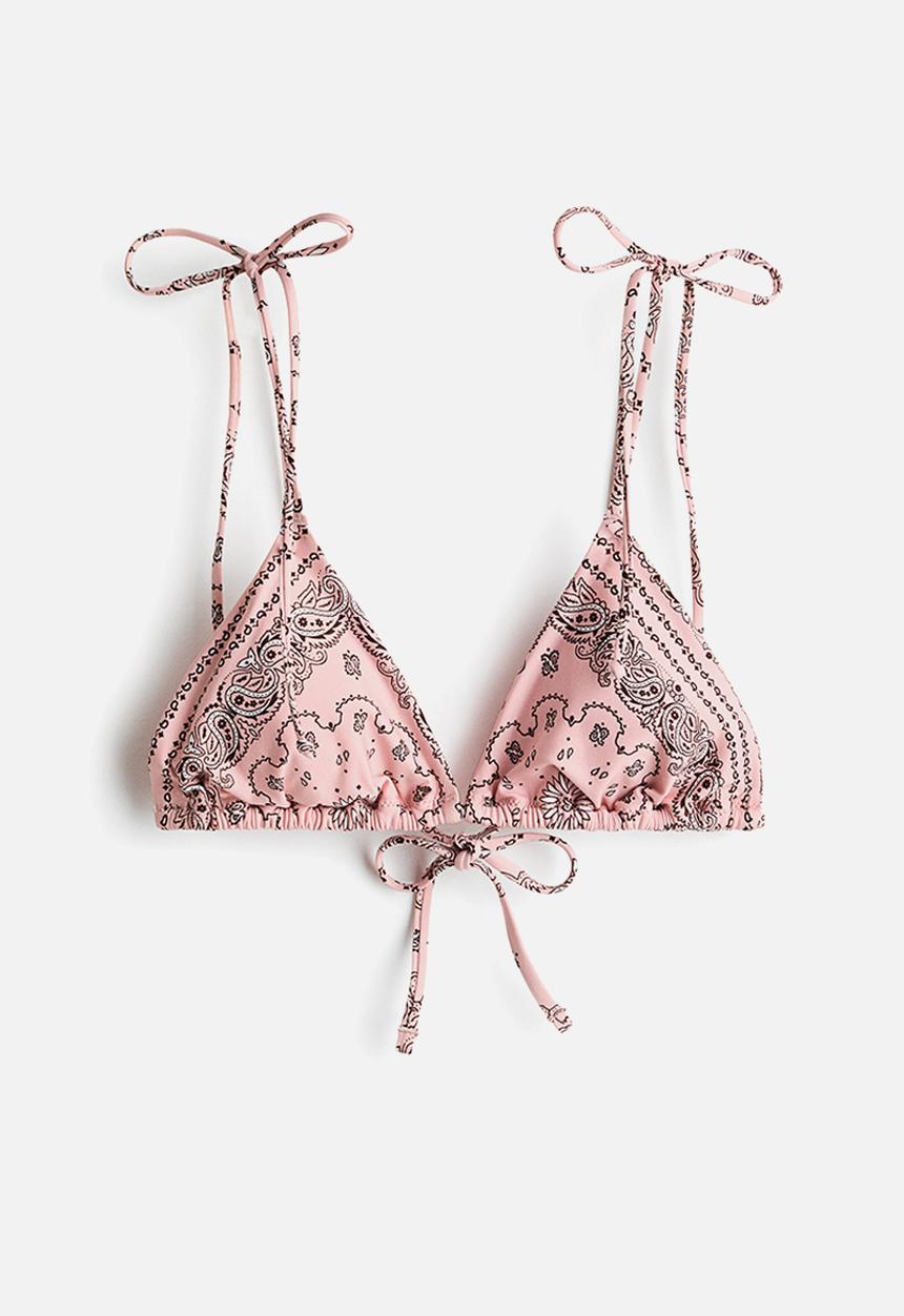 H&M - Padded triangle bikini top - light pink/paisley pattern
