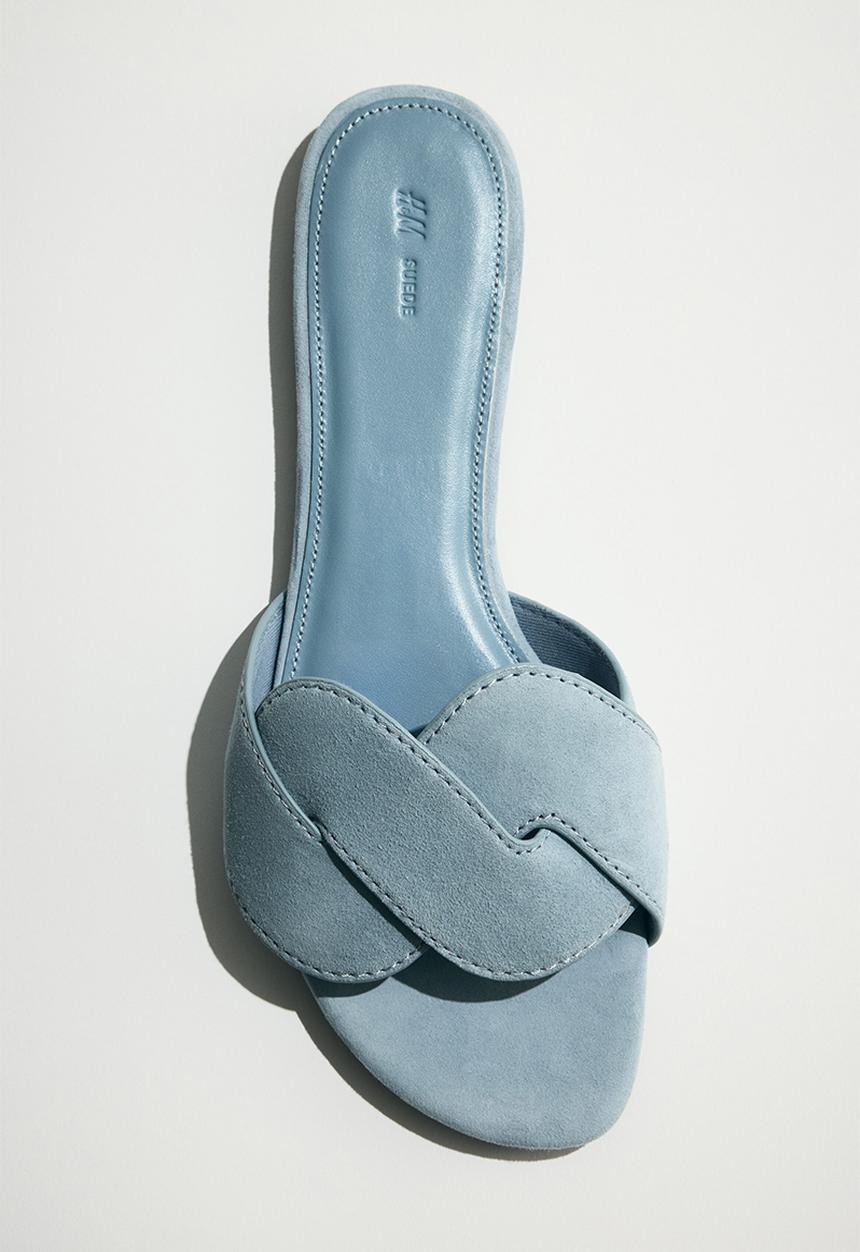H&M - Leather sandals - light dusty blue