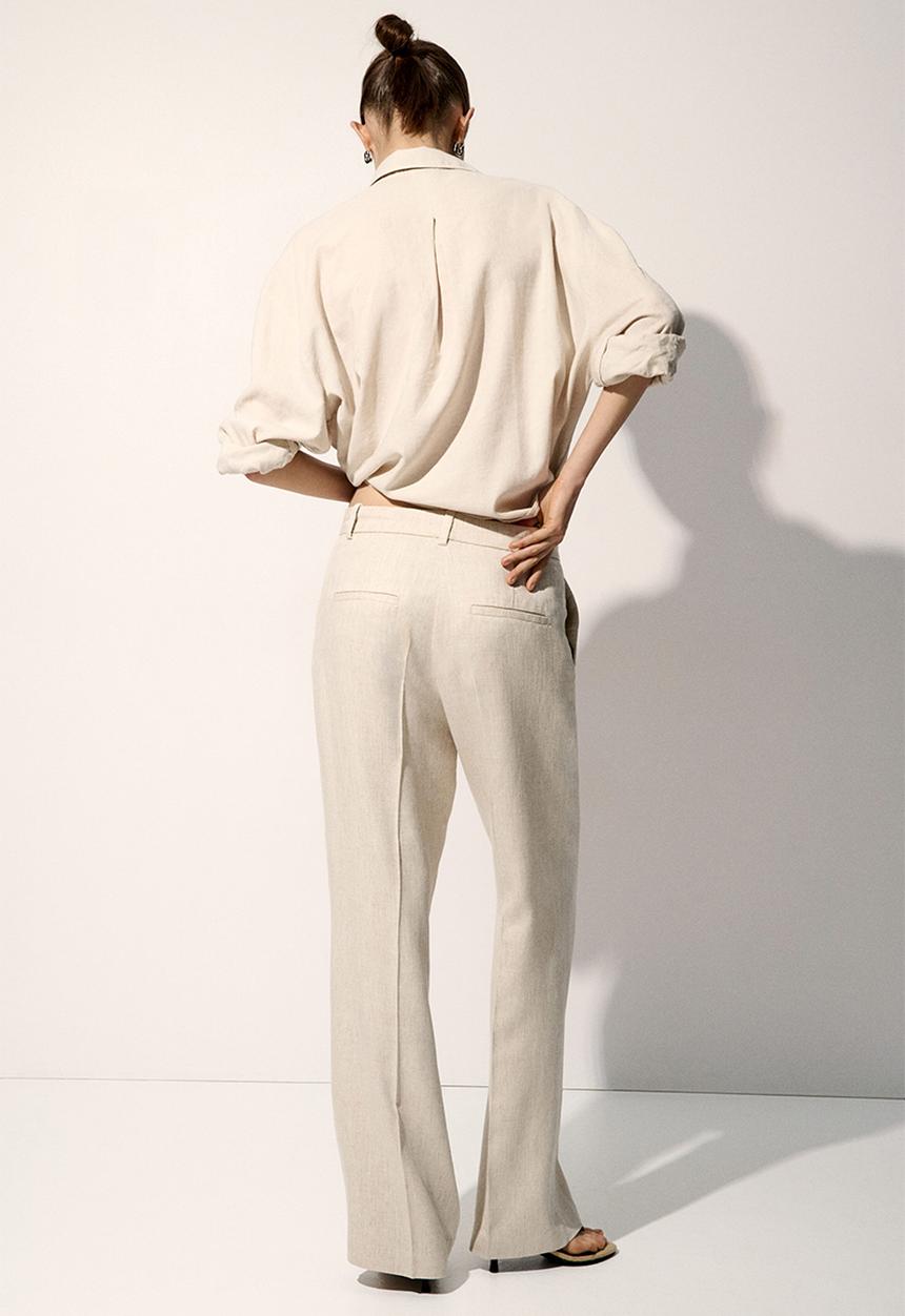 H&M - Linen-blend tailored trousers - light beige