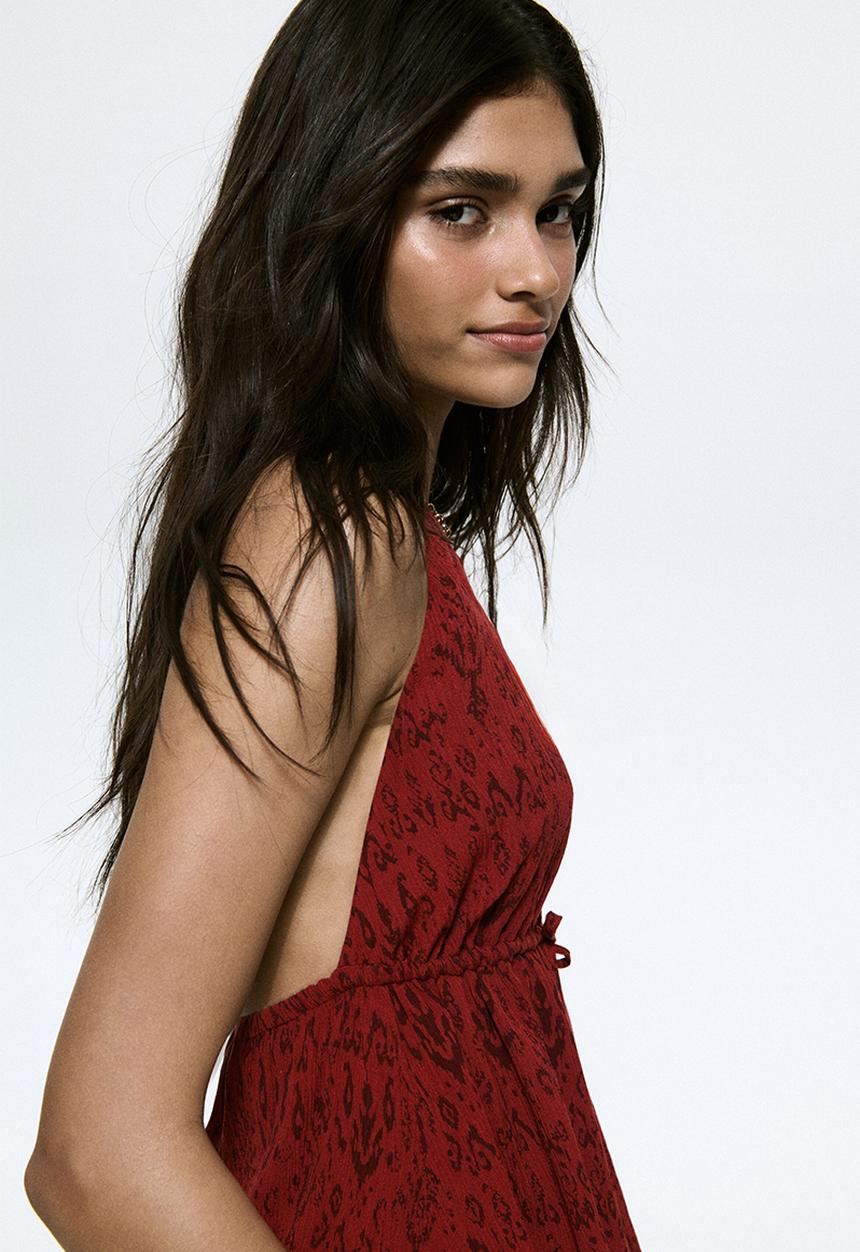 H&M - Viscose halterneck top - red/patterned