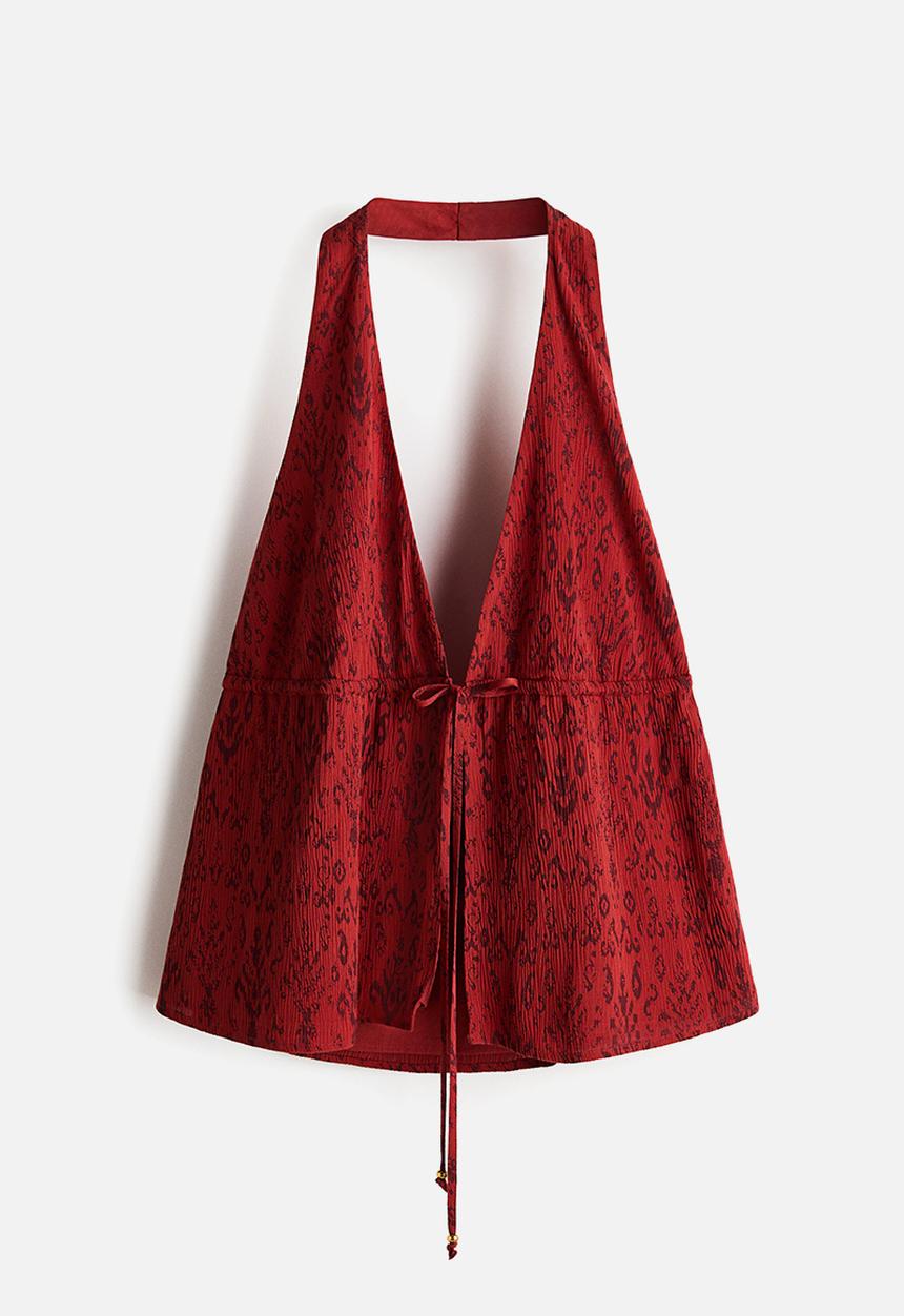 H&M - Viscose halterneck top - red/patterned