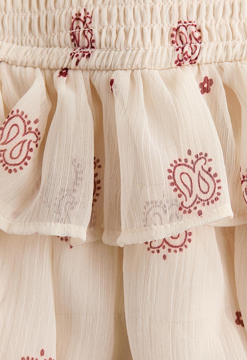 H&M - Tiered chiffon skirt - cream/paisley pattern