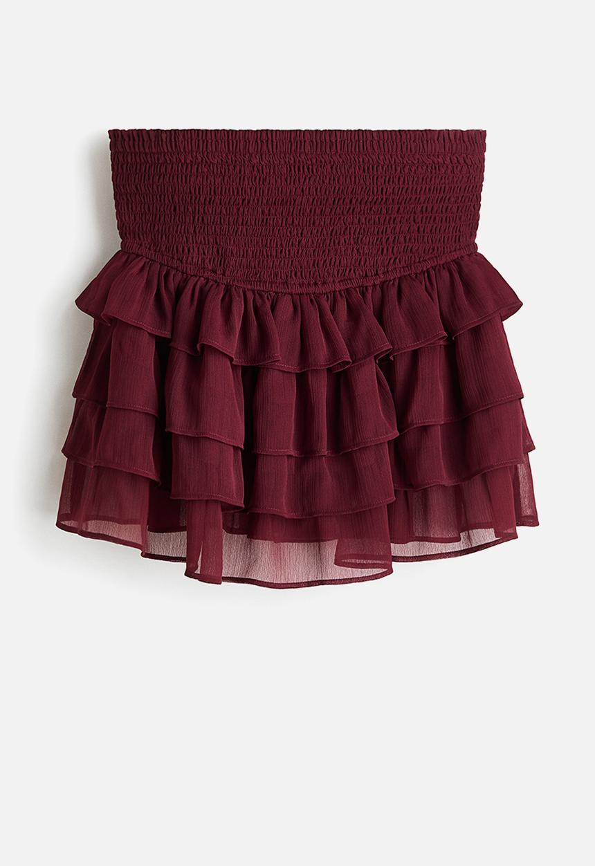 H&M - Tiered chiffon skirt - burgundy