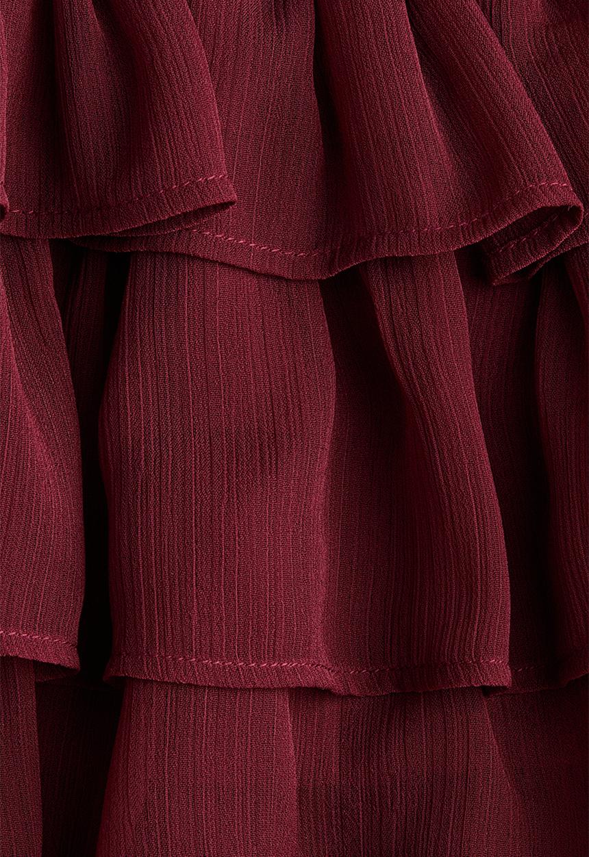 H&M - Tiered chiffon skirt - burgundy