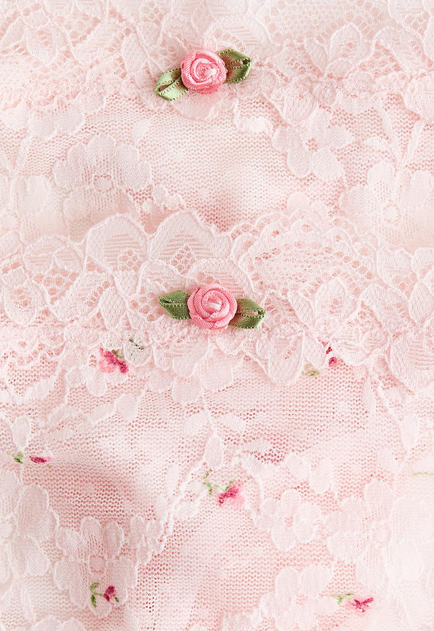 H&M - 2-pack lace thong briefs - pink/floral