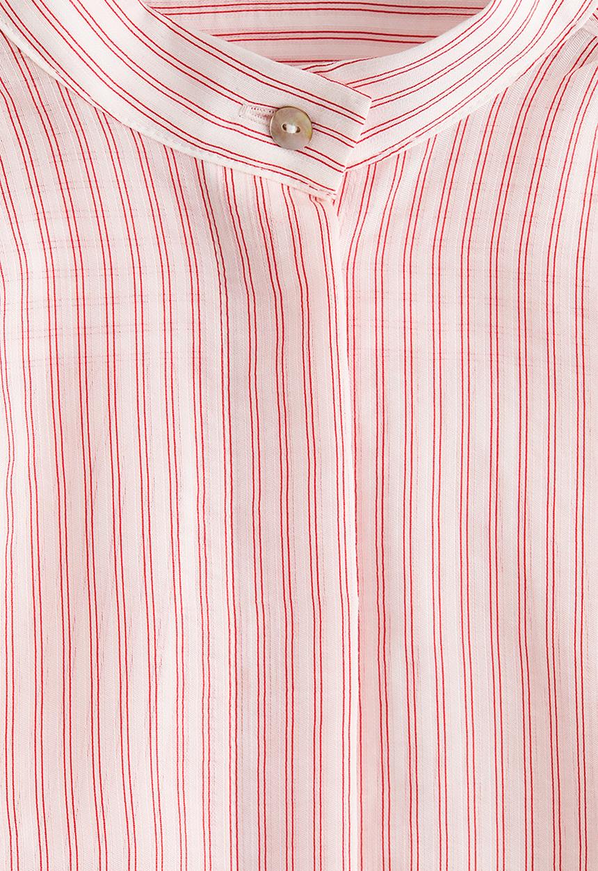 H&M - Puff-sleeved blouse - white/red striped