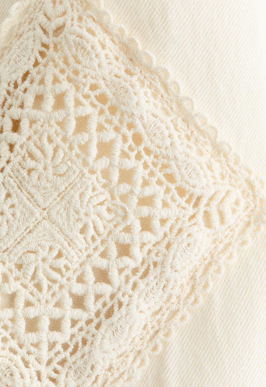 H&M - Short-sleeved denim shirt - cream