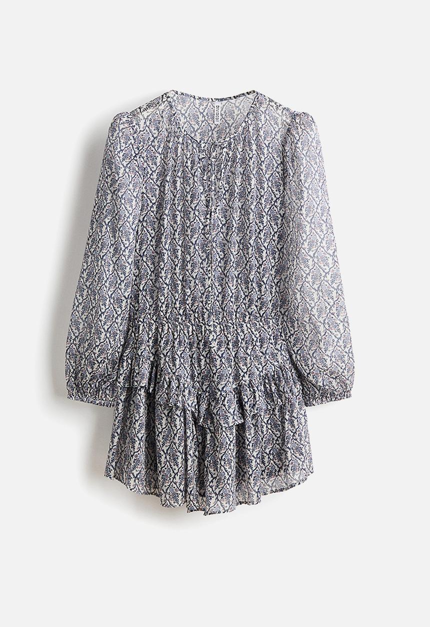 H&M - Flounce-trimmed dress - cream/floral
