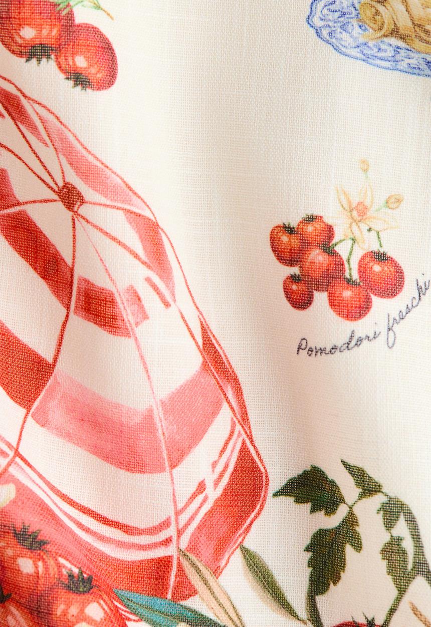 H&M - Twist-detail printed dress - cream/tomatoes