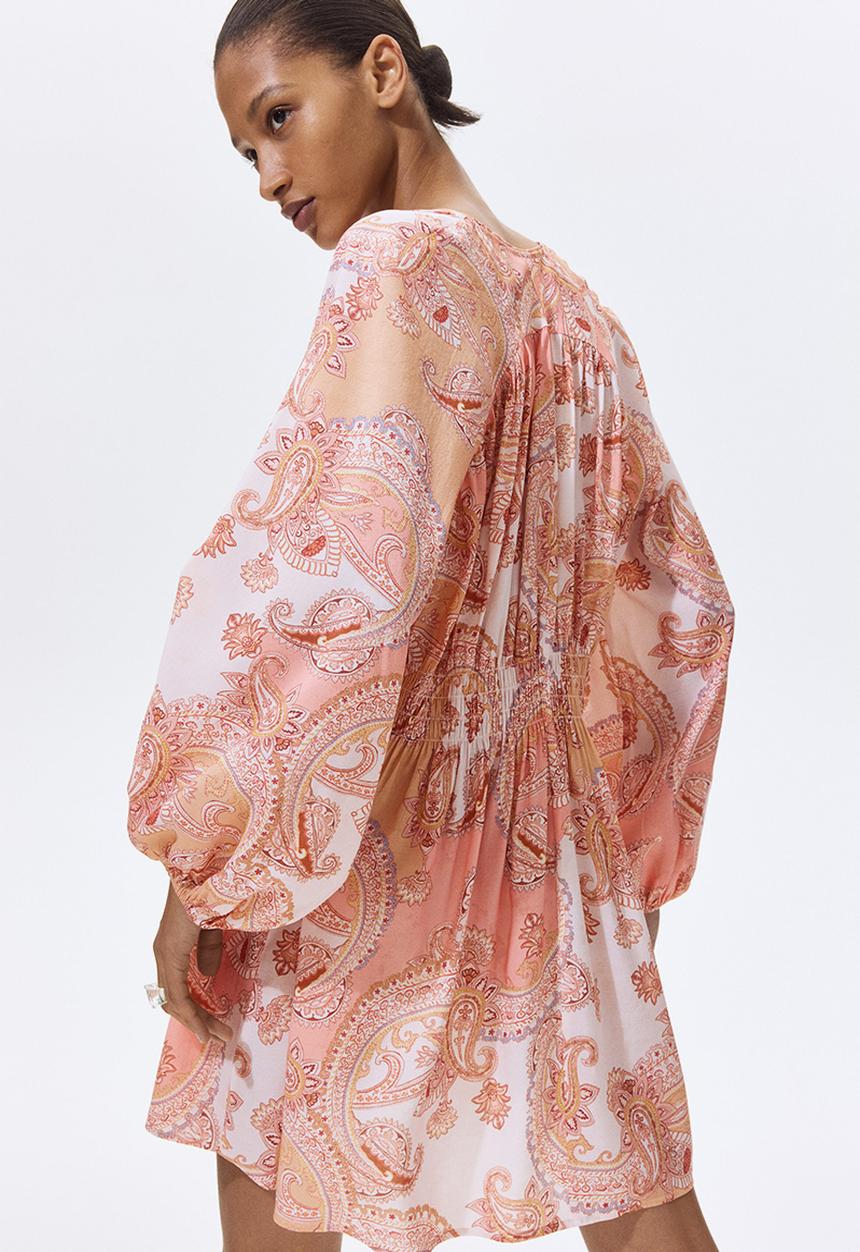 H&M - Oversized tunic dress - light pink/paisley pattern
