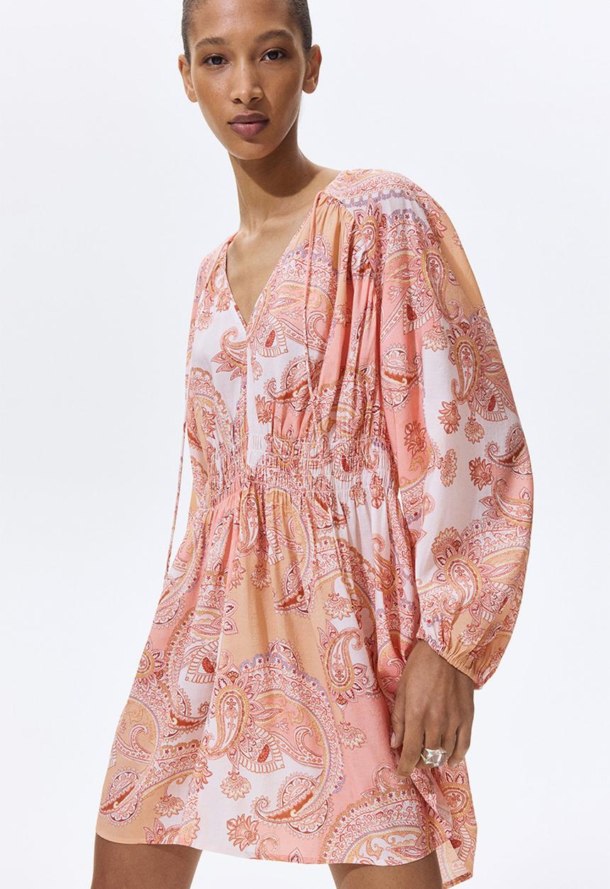 H&M - Oversized tunic dress - light pink/paisley pattern