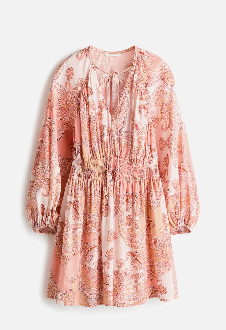 H&M - Oversized tunic dress - light pink/paisley pattern