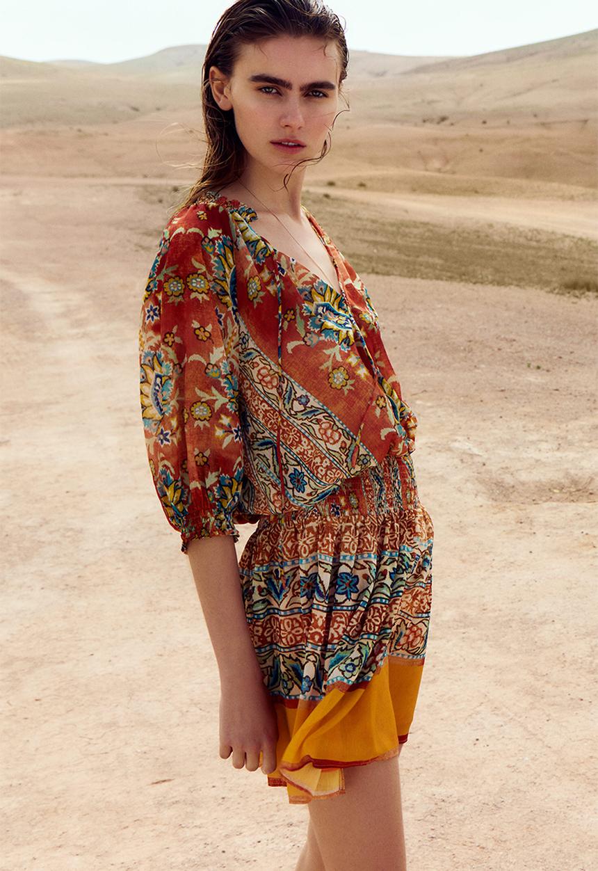 H&M - Oversized tunic dress - burnt orange/patterned