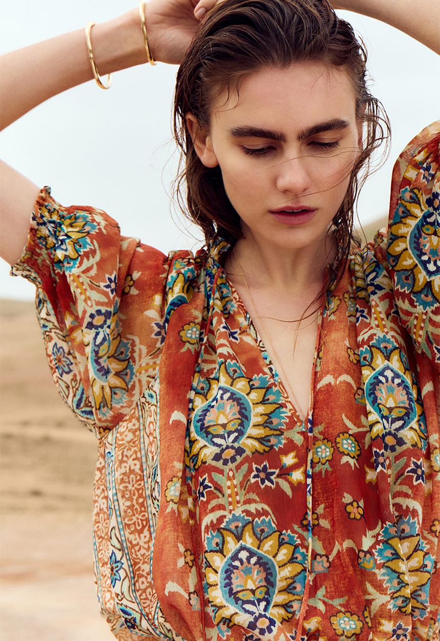 H&M - Oversized tunic dress - burnt orange/patterned