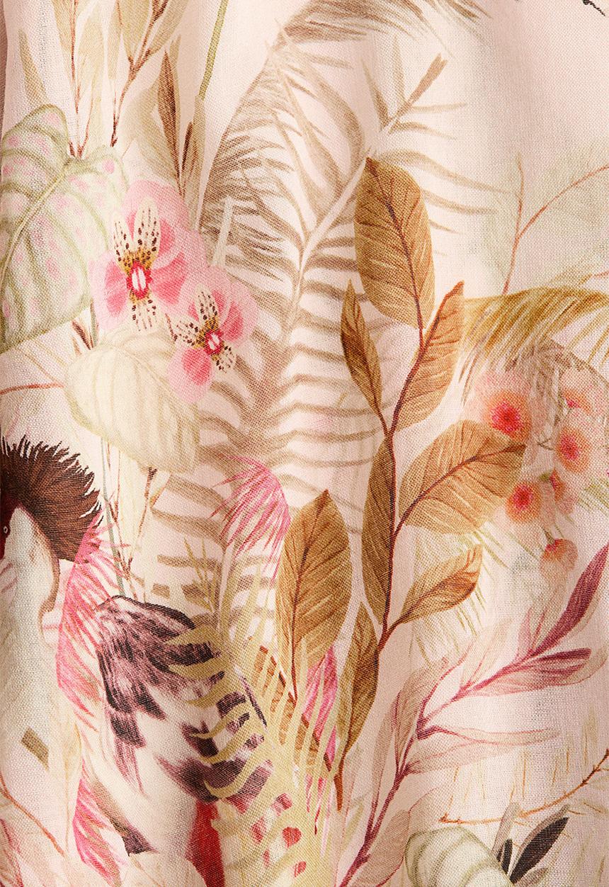 H&M - Flared viscose-blend skirt - light peach pink/floral