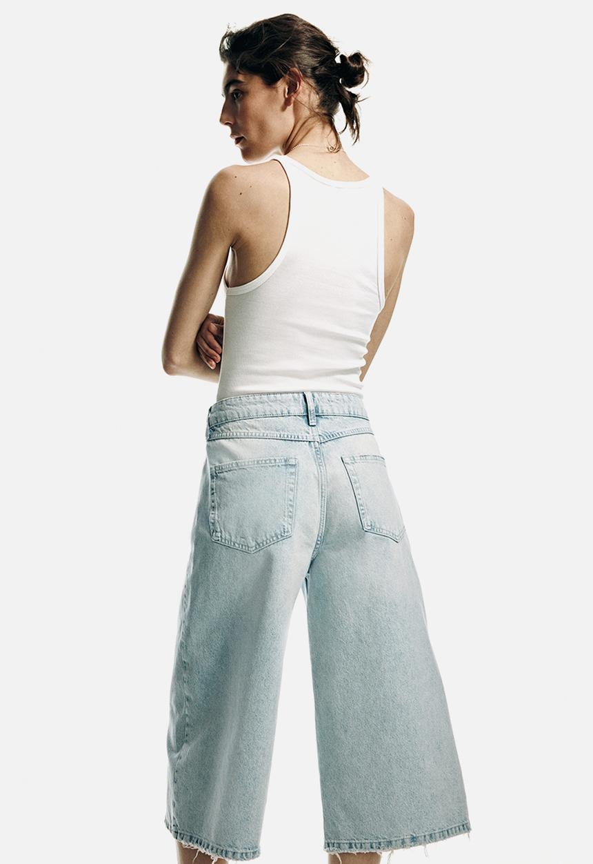 H&M - Wide regular waist culotte jeans - light denim blue