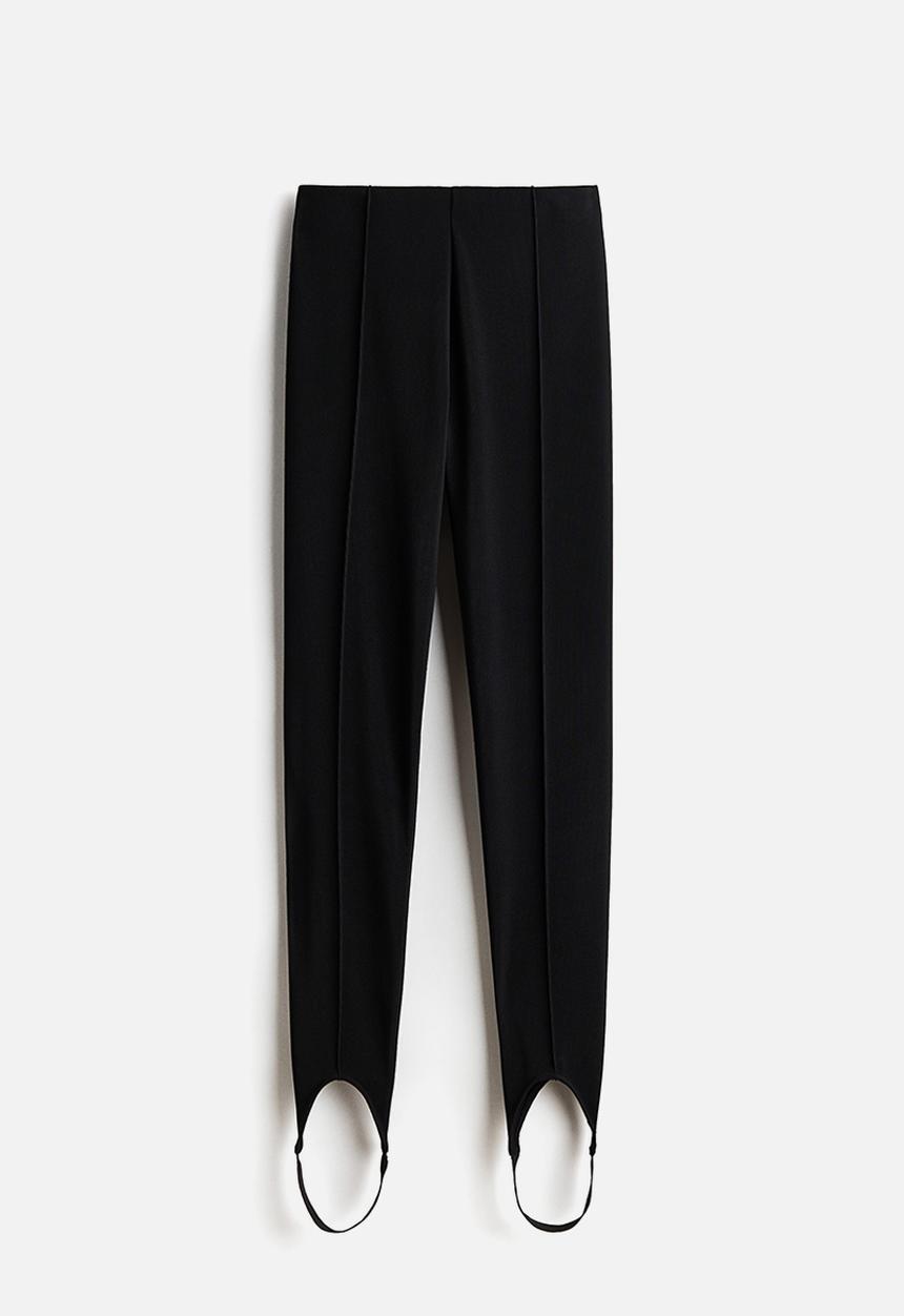 H&M - Crease-front stirrup leggings - black