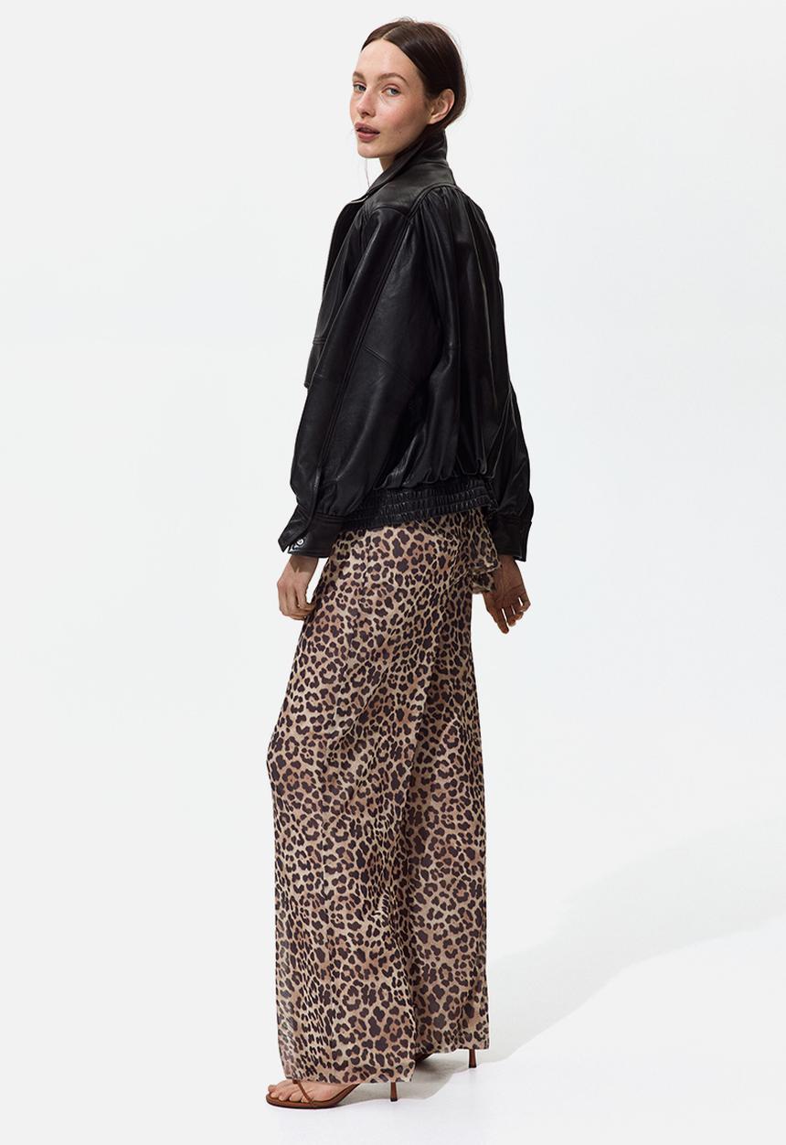 H&M - Mesh pull-on trousers - light beige/leopard print