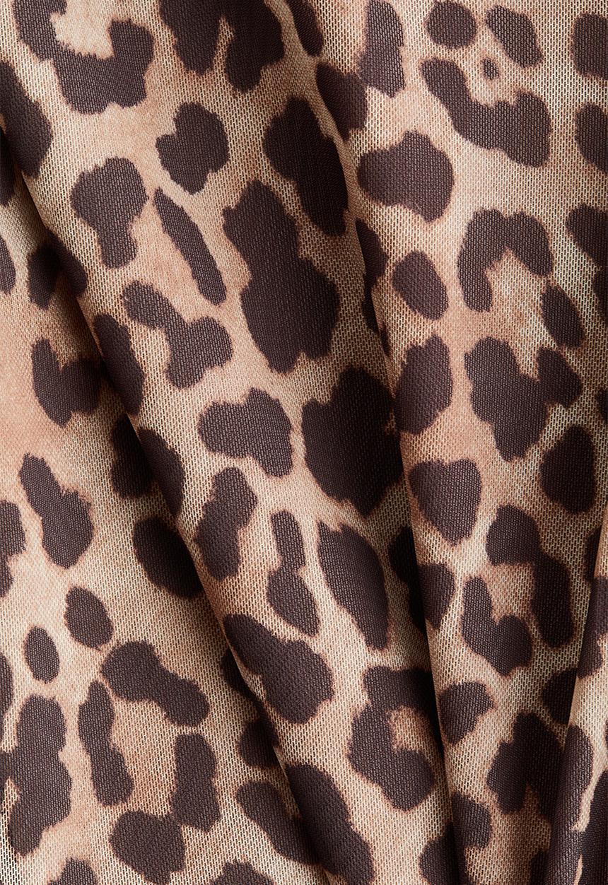 H&M - Mesh pull-on trousers - light beige/leopard print