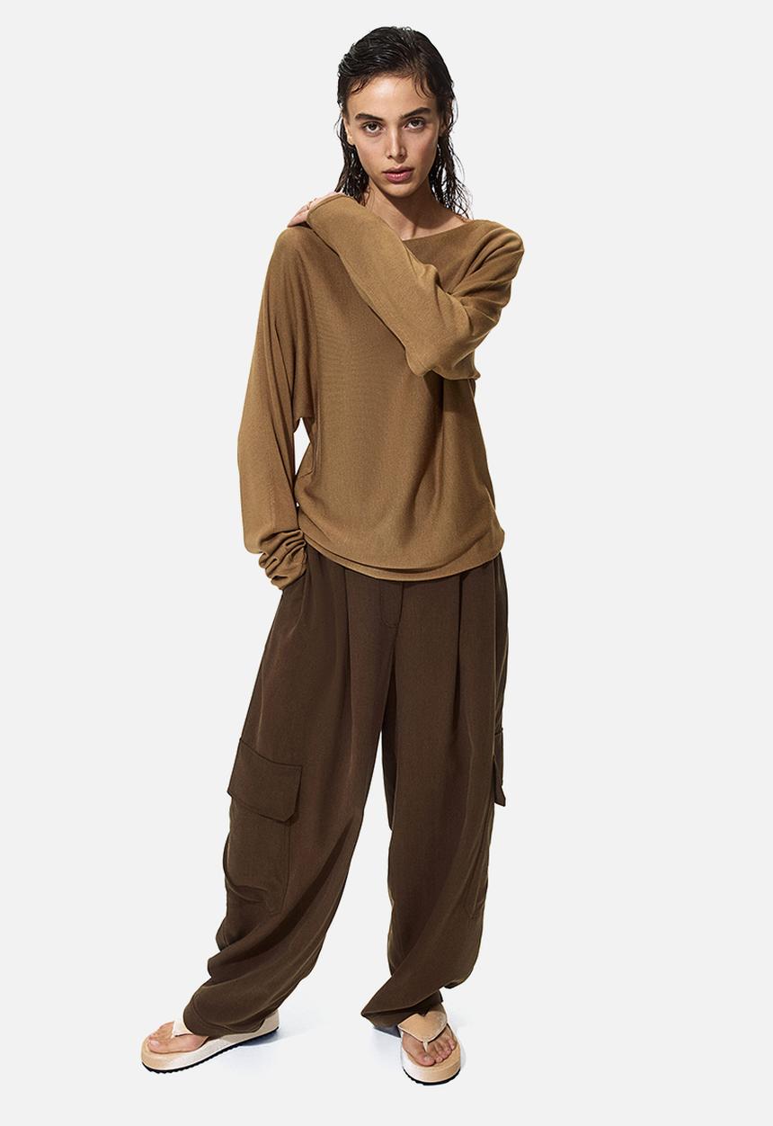 H&M - Boat-neck jumper - dark beige