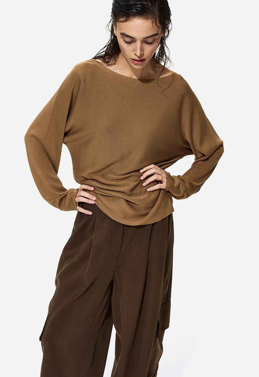 H&M - Boat-neck jumper - dark beige