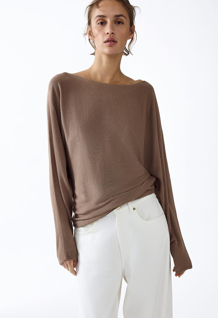 H&M - Boat-neck jumper - dark beige
