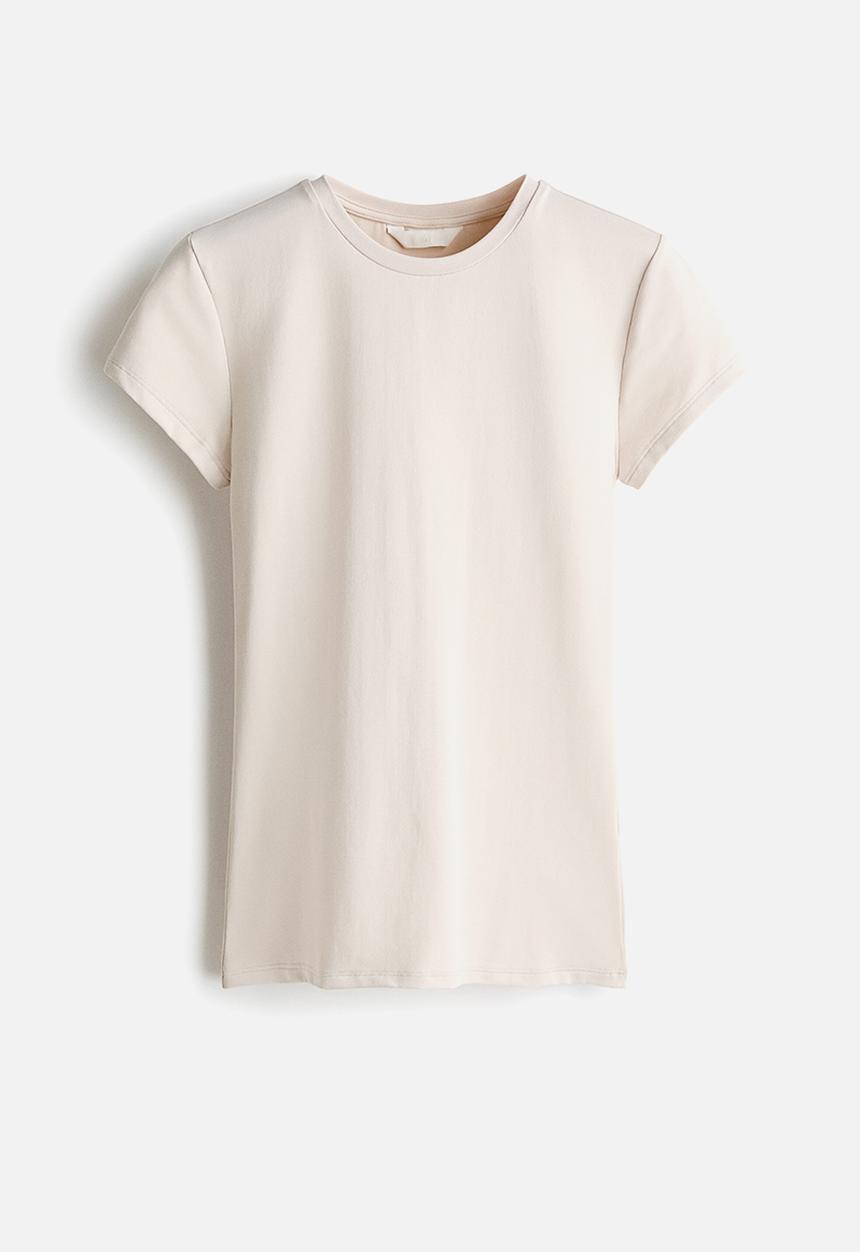 H&M - Fitted microfibre t-shirt - light beige