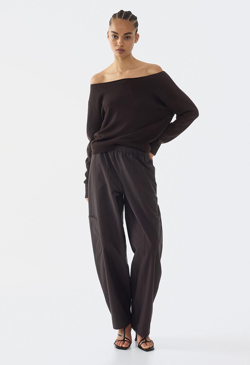 H&M - Off-the-shoulder jumper - dark brown