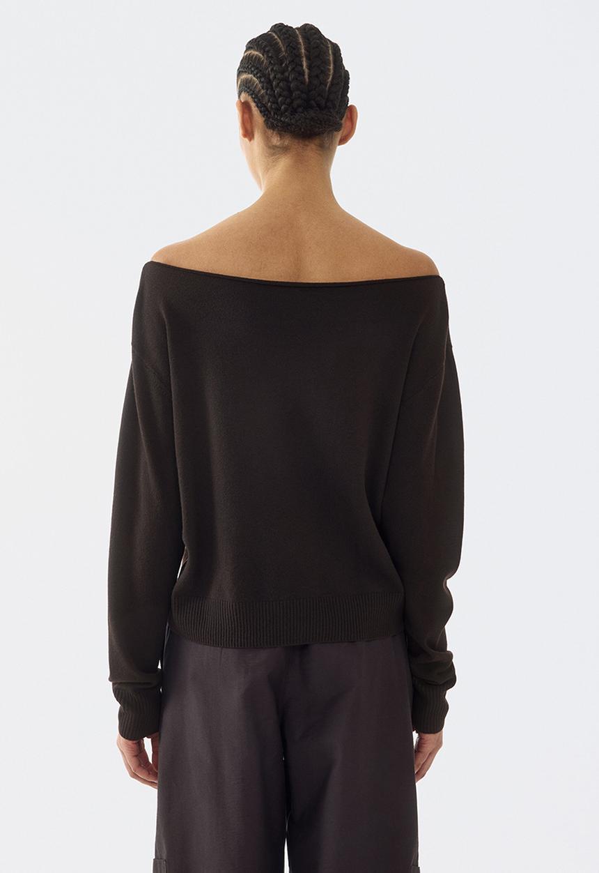 H&M - Off-the-shoulder jumper - dark brown