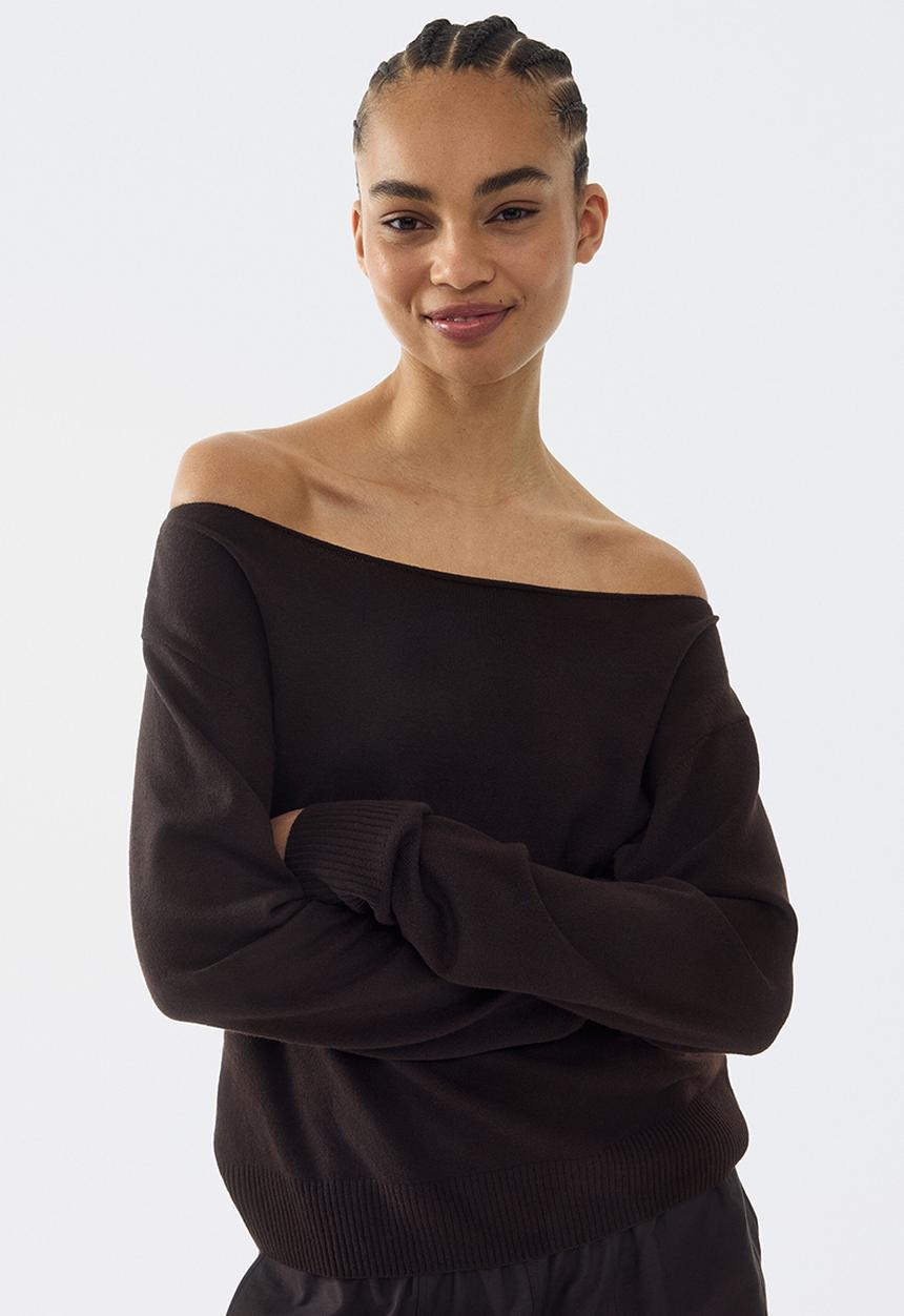H&M - Off-the-shoulder jumper - dark brown