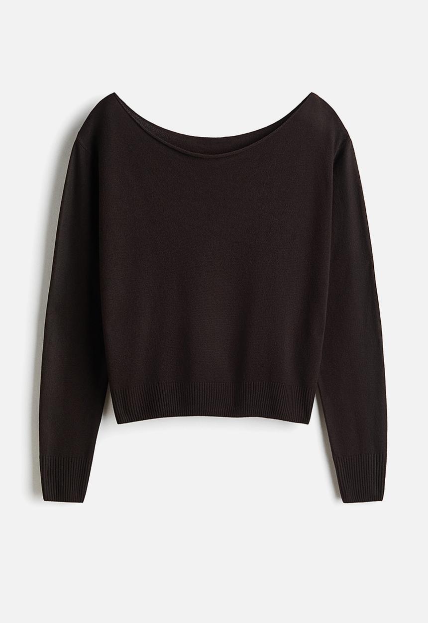 H&M - Off-the-shoulder jumper - dark brown