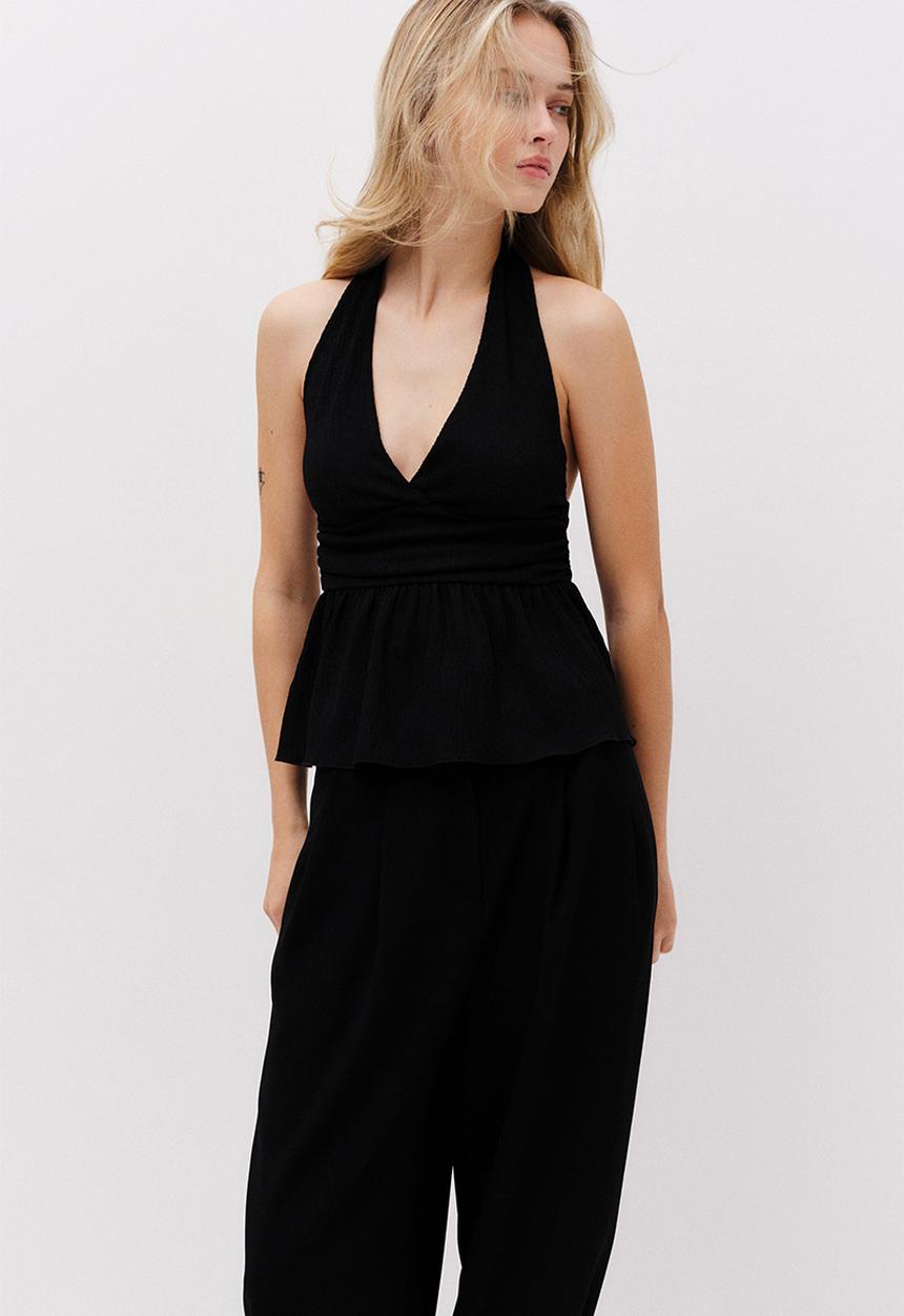 H&M - Peplum halterneck top - black