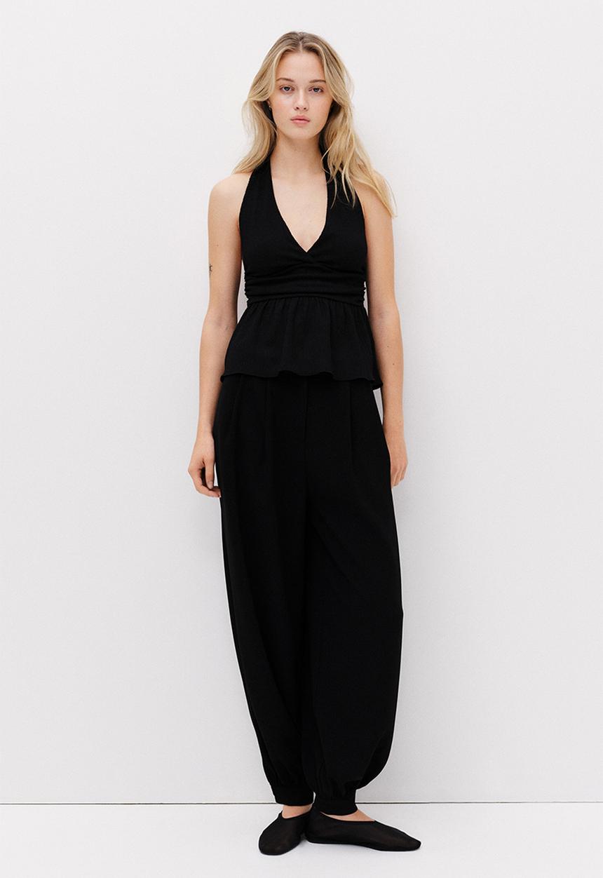 H&M - Peplum halterneck top - black