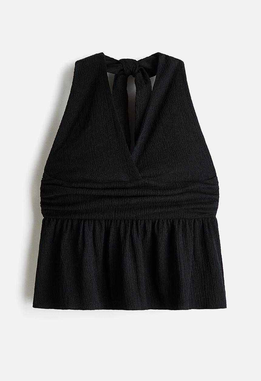 H&M - Peplum halterneck top - black