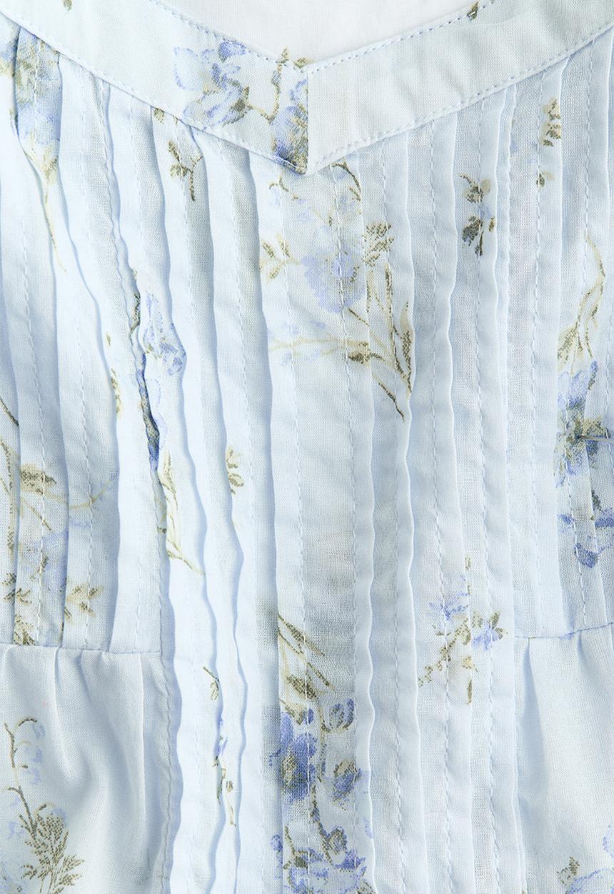 H&M - Frill-trimmed cotton top - light blue/floral