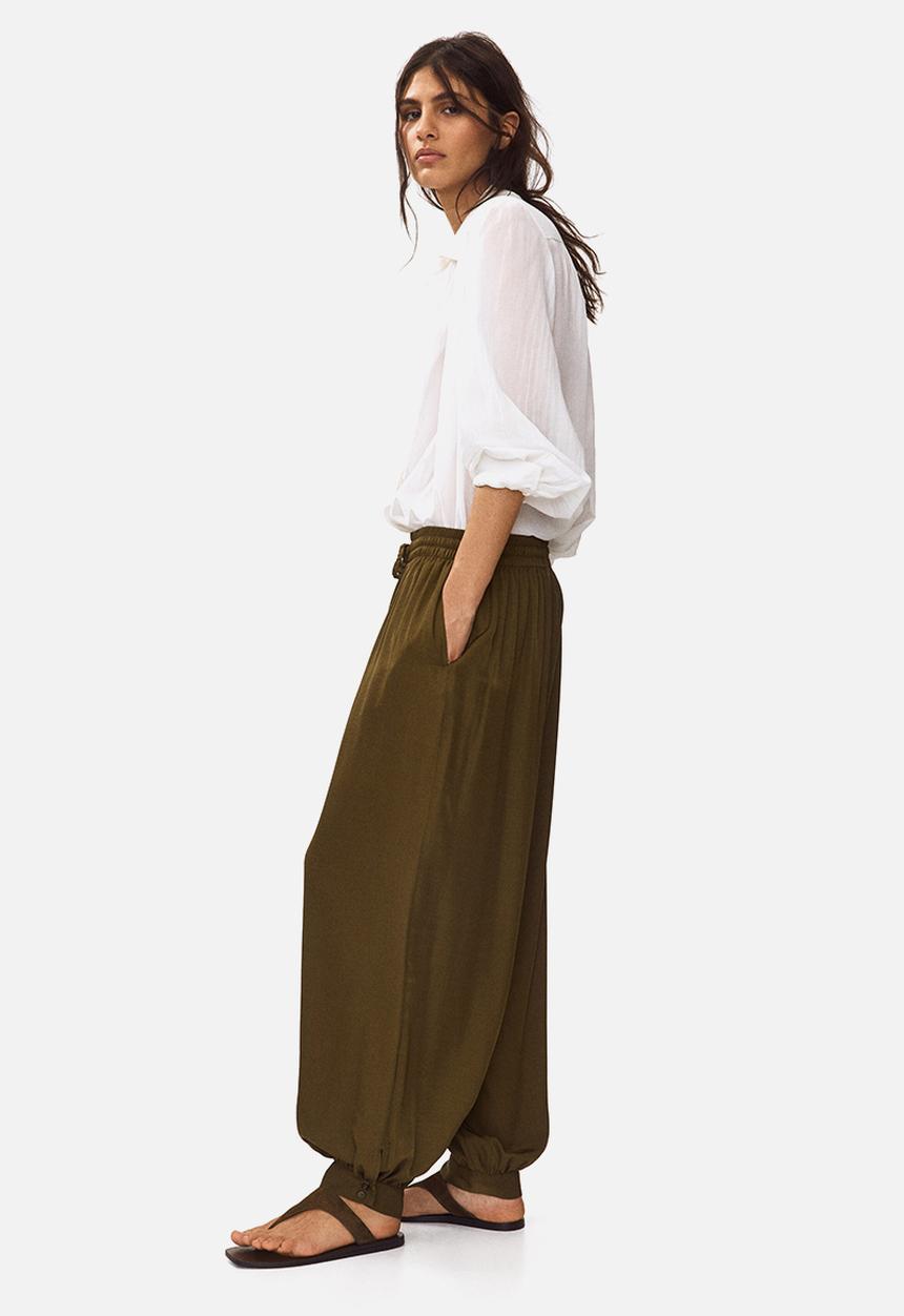 H&M - Balloon drawstring trousers - dark khaki green