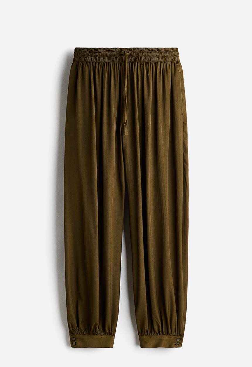 H&M - Balloon drawstring trousers - dark khaki green
