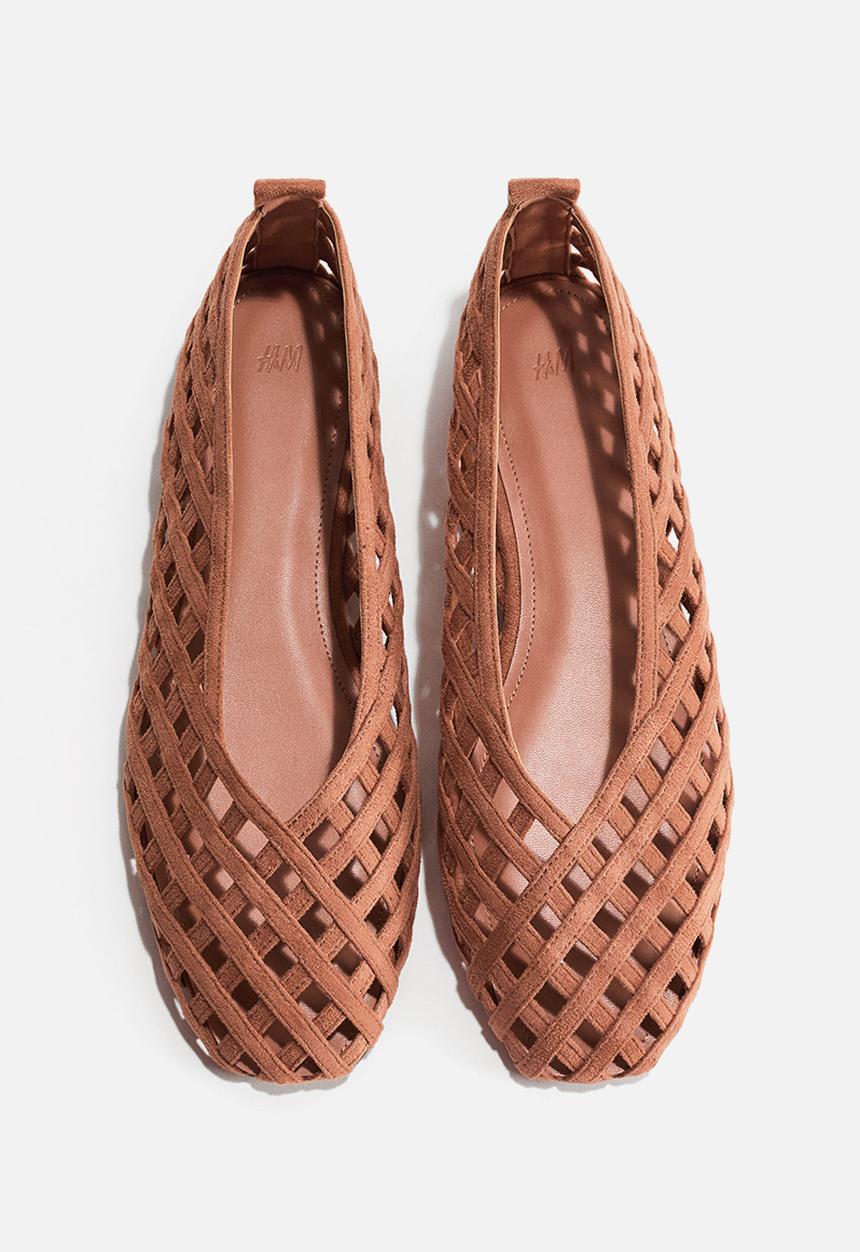 H&M - Braided-look ballet flats - dark peach pink