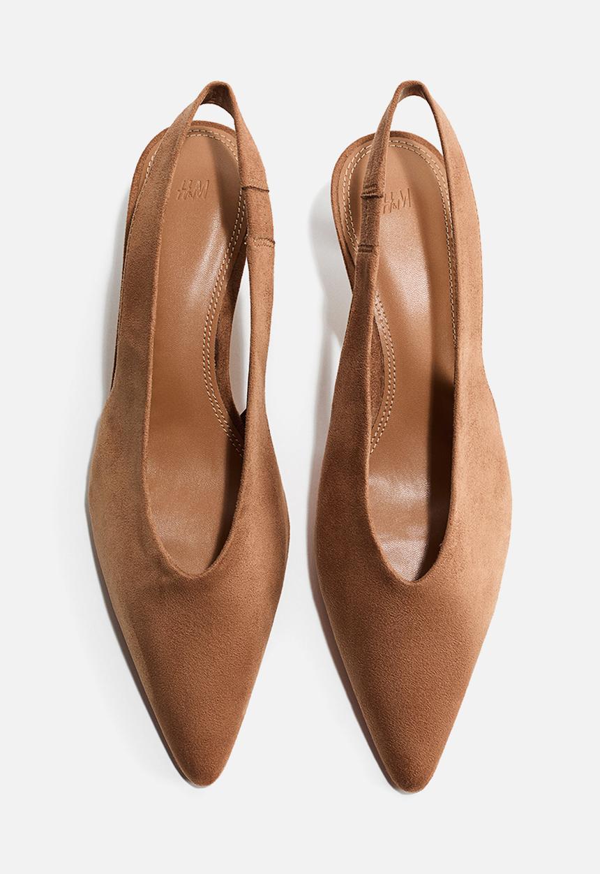 H&M - Kitten-heeled slingbacks - dark beige