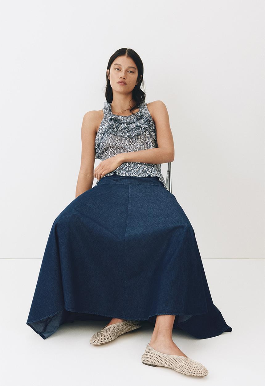 H&M - Flared denim skirt - dark denim blue